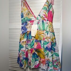 Rococo Sand Bright Tropical Floral Mini Dress